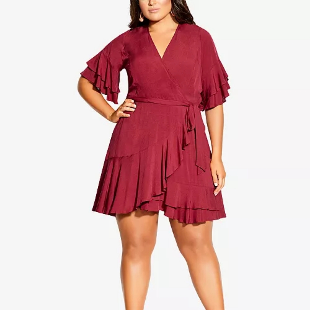 NWT City Chic Fiesta Fun Mini Dress Red Sz 16